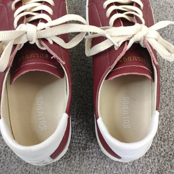 Soludos Ibiza Sneakers Womens Size 8 Shoes Low Top Red Burgundy Leather - Picture 10 of 11
